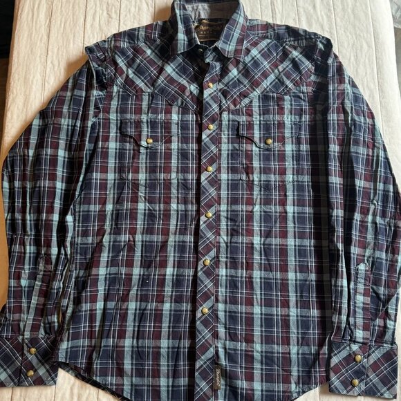 Wrangler Retro Shirt Mens Small Long Sleeve Button Up Pearl Snap Plaid Western - Picture 1 of 11